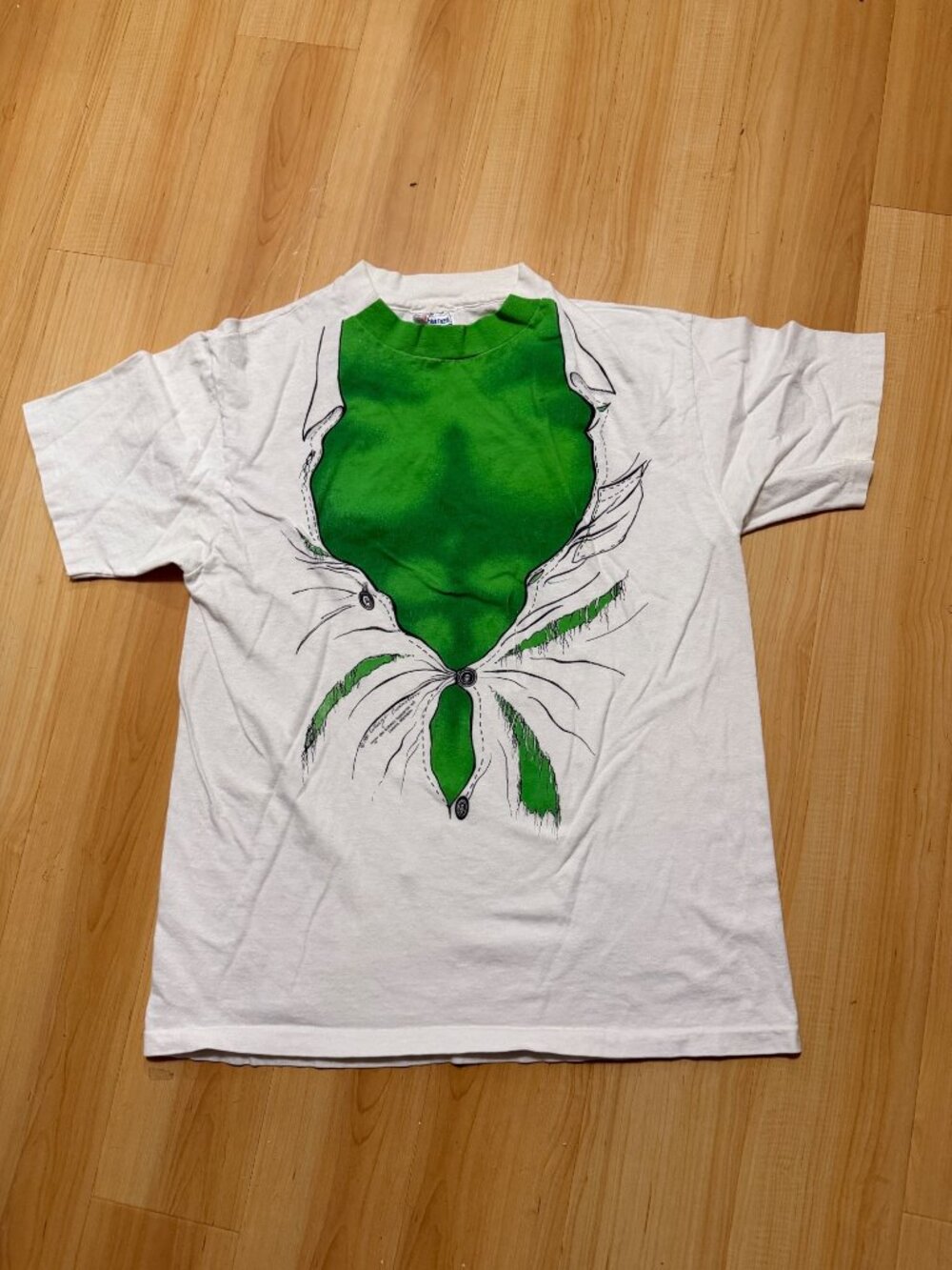 Vintage 1980 Hulk Hanes Beefy-T Catseye Productions Print T-Shirt Size L White U